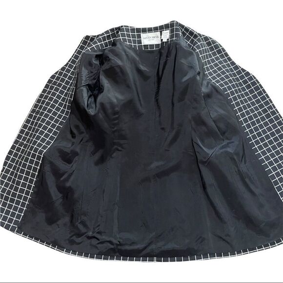 Alvin Bell New York Vintage B&W Plaid Blazer Size 10 - Picture 10 of 14